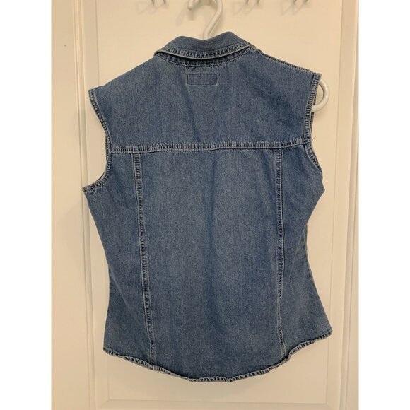 Vintage PSC Denim Vest Western Star Button 100% Cotton Large - Picture 2 of 10